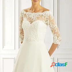 bolero da sposa elegante da sposa manica a 3/4 in pizzo con