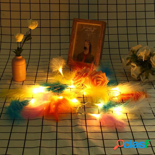 2.3M 0.6W Batteria Powered 20LED Colorful Feather String