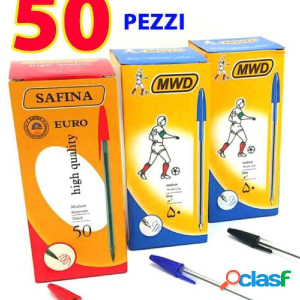 50 PENNE A SFERA CRISTAL PUNTA MEDIA 1MM CANCELLERIA SCUOLA