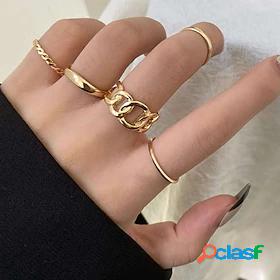 5pcs Ring Set Geometrical Gold Alloy Elegant Fashion Holiday