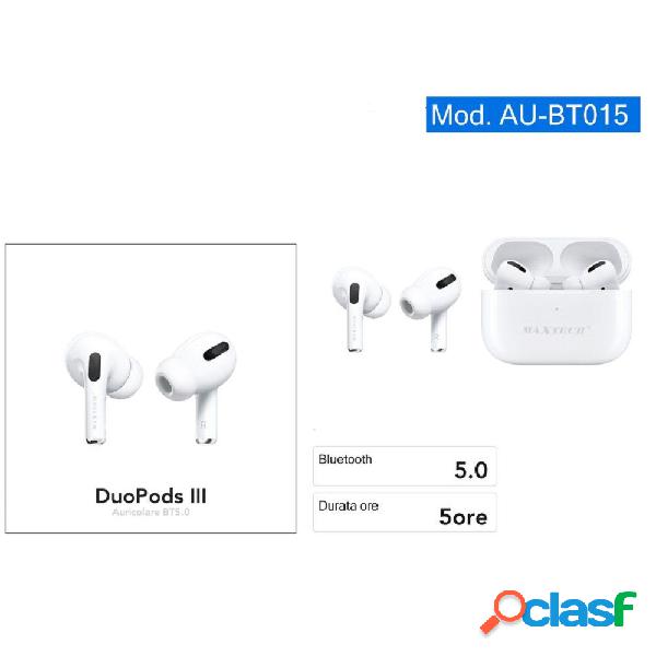 AURICOLARI BLUETOOTH CUFFIE DUO PODS III BT5.0 SENZA FILI