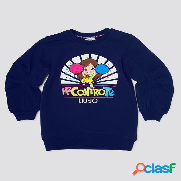 Abito blu in felpa di cotone stretch con maniche a