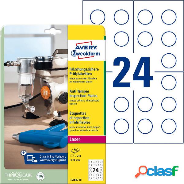 Avery-Zweckform L7806-10 Bianco 240 pz.