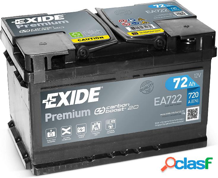 Batteria Auto Exide 72 Ah 720A 12V CARBON BOOST PREMIUM