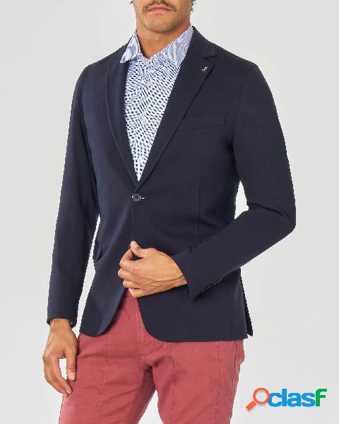 Blazer blu in jersey di viscosa stretch