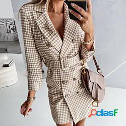 Blazer da donna vestito corto mini vestito rosso manica