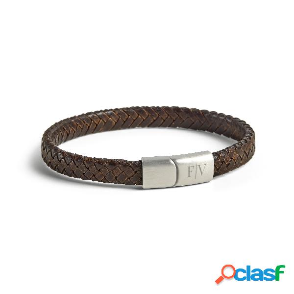 Bracciale Singolo in Pelle - Uomo - Marrone - L