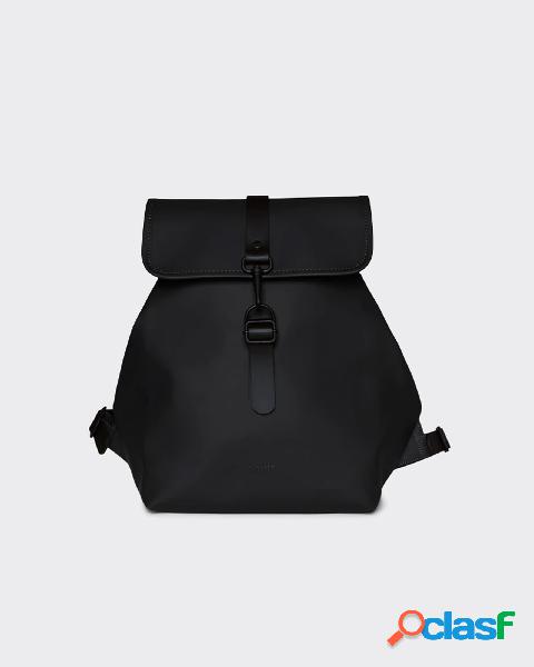 Bucket Backpack nero a forma squadrata in tessuto