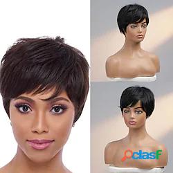 Cappelli veri Parrucca Corto Liscio Con frangia Nero Soffice