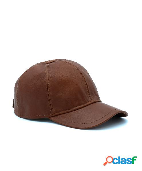 Cappello Baseball In Pelle Cuoio Unisex Berretto Strappo