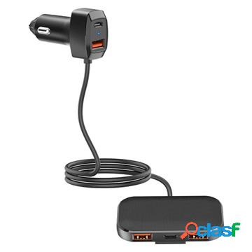 Caricabatterie rapido per auto multiporta con cavo di