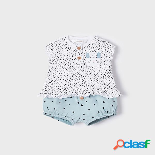 Completo composto da t-shirt serafino bianca a pois con