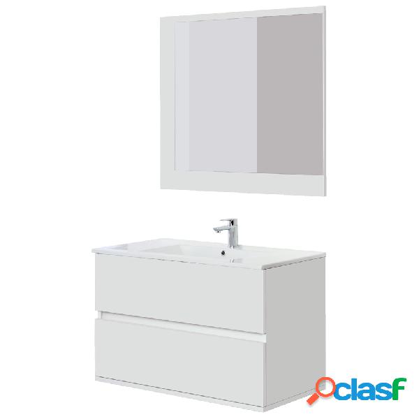 Composizione bagno sospesa Fairy con lavabo e specchio cm 90