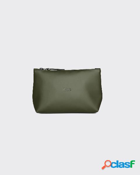 Cosmetic bag verde militare chiaro in tessuto impermeabile
