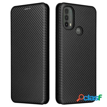 Custodia Flip Motorola Moto E30/E40 - Fibra di carbonio -