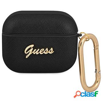 Custodia Guess per AirPods 3 Script Saffiano - Nera