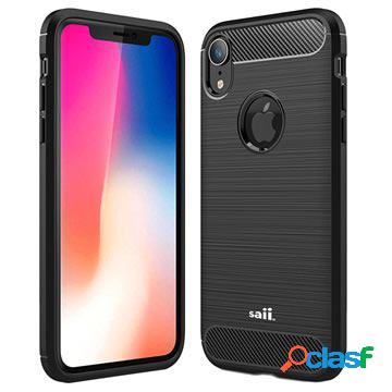 Custodia in TPU per iPhone XR con spazzole Saii - Fibra di