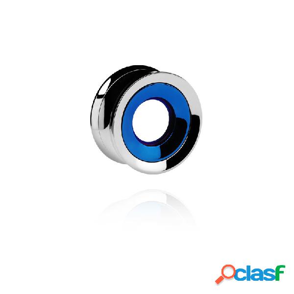 Double flared tunnel (surgical steel, silver) con blue