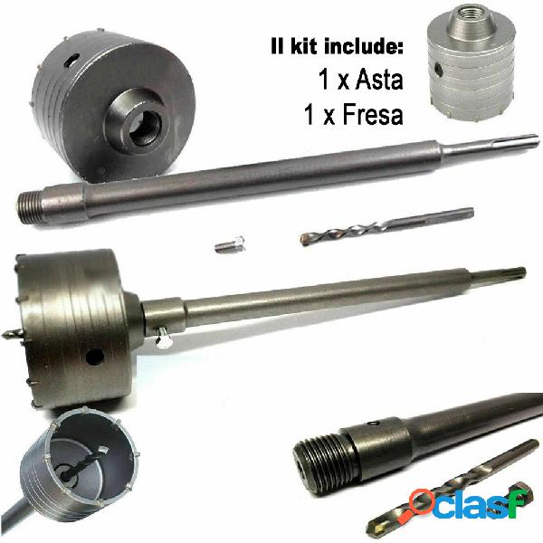 FRESA A TAZZA CAROTATRICE PER MURO DA 30 A 160MM + ASTA DA