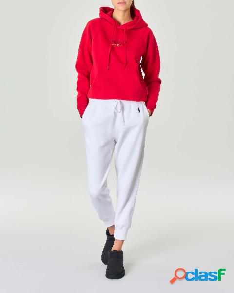 Felpa rossa in jersey di misto cotone con scritta logo nera