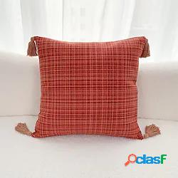 Fodera Per Cuscino In Cotone E Lino Plaid Con Nappe Boho