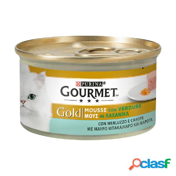 Gourmet Gold Cat Adult Mousse con Merluzzo e Delicate Carote