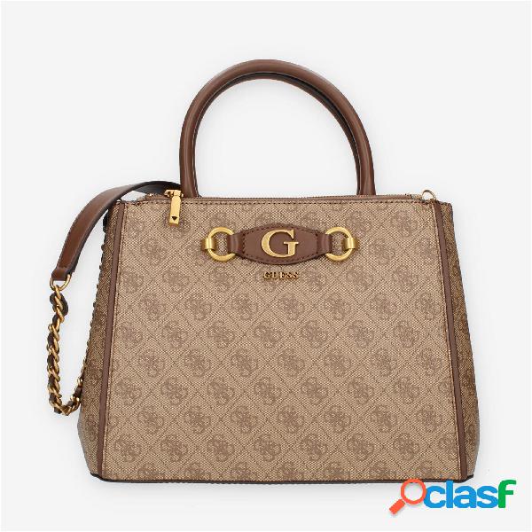 Guess Izzy Borsa a spalla a tre scomparti marrone logata