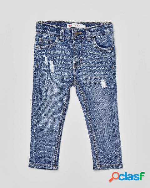 Jeans in cotone stretch lavaggio medio stone washed con