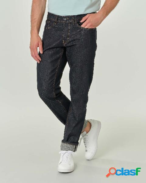 Jeans no washed blu scuro con cimosa