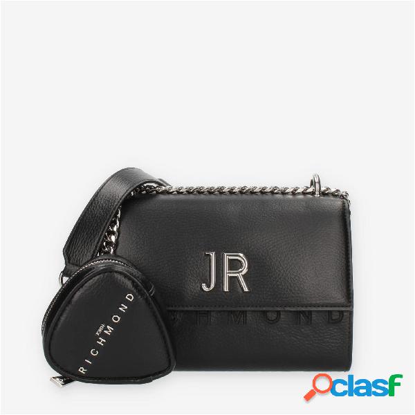 John Richmond Borsa a tracolla nera a tre scomparti con