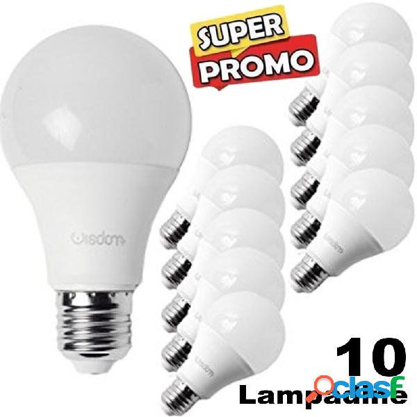 KIT DA 10 LAMPADINE LED E27 DA 12W LUCE BIANCO FREDDO CALDO