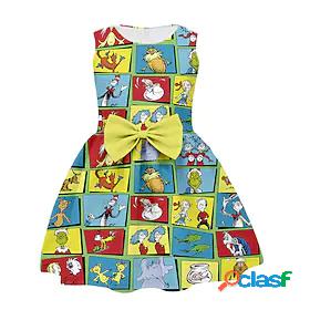 Kids Little Girls' Dress Cat Letter Daily Holiday Vacation A