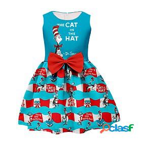 Kids Little Girls Dress Cat Letter Daily Holiday Vacation A