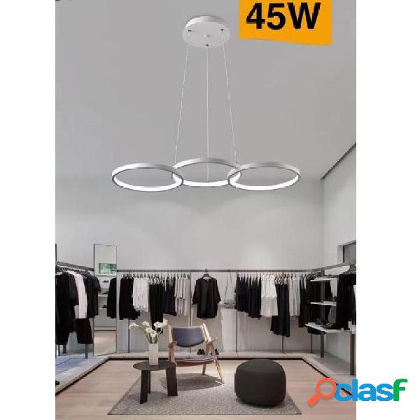 LAMPADARIO MODERNO A SOSPENSIONE LED 3 CERCHI 45WATT LUCE