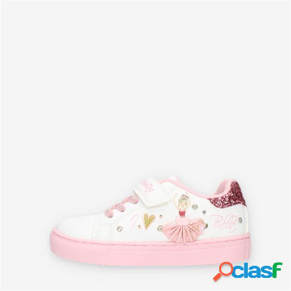 Lelli Kelly Mille Stelle Sneakers basse bianche e rosa da