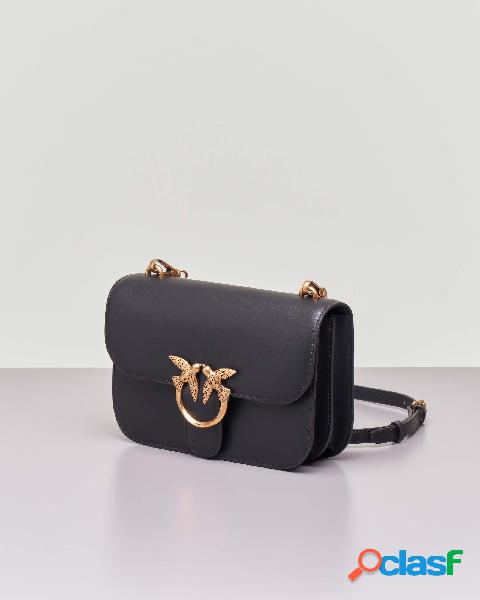 Love Bag Bell Simply in pelle nera con tracolla a catena e