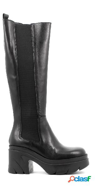 Made in Italy Stivali alti in pelle con elastici laterali e