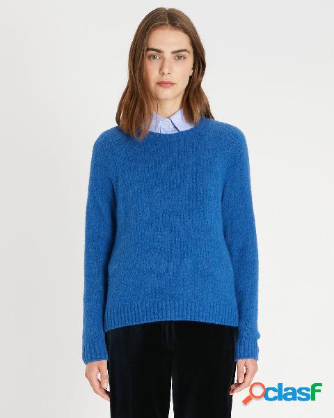 Maglia bluette girocollo in misto alpaca e cotone