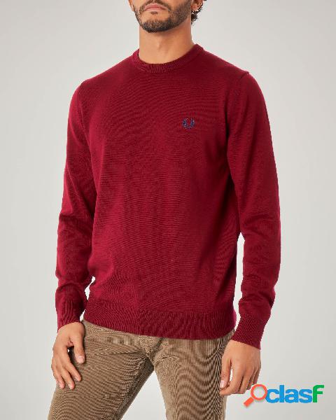 Maglia bordeaux in lana merino girocollo