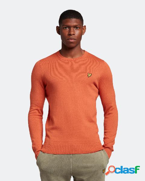 Maglia girocollo arancione in misto cotone e lana con logo