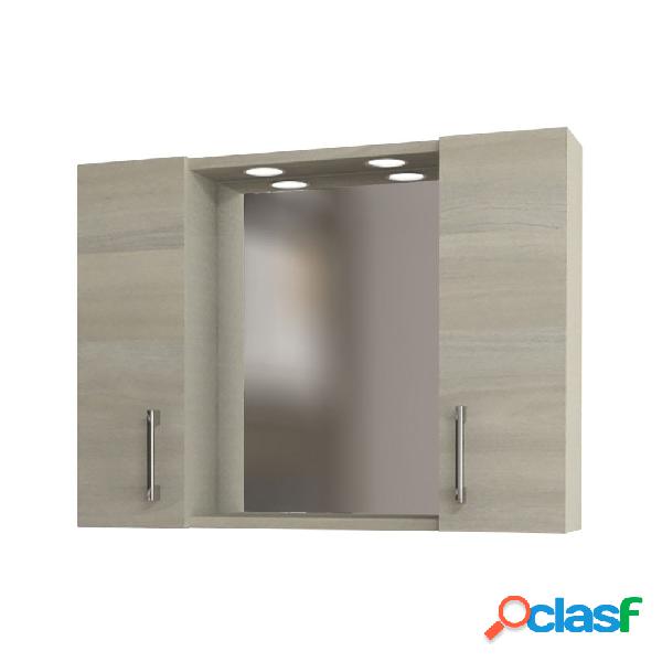 Mod. 960, specchio da bagno a 2 ante. Colore rovere/grigio