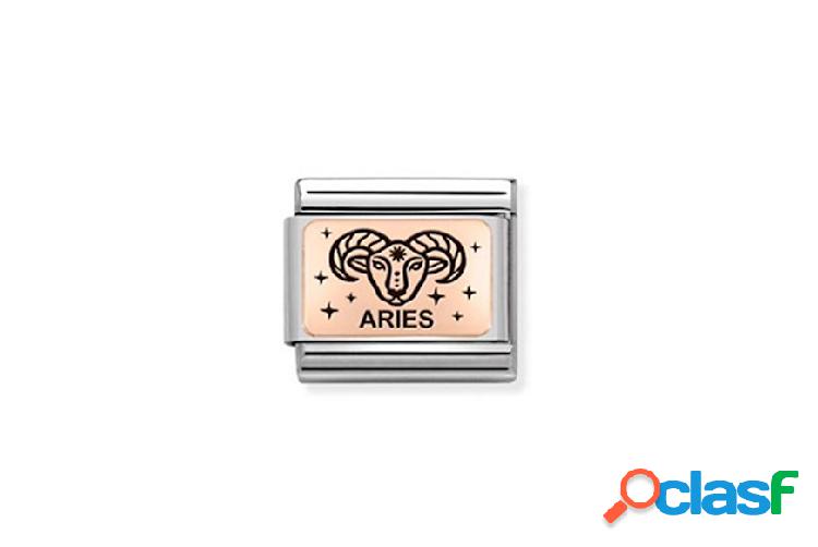 Nomination Ariete Composable acciaio oro rosa 375 e smalto