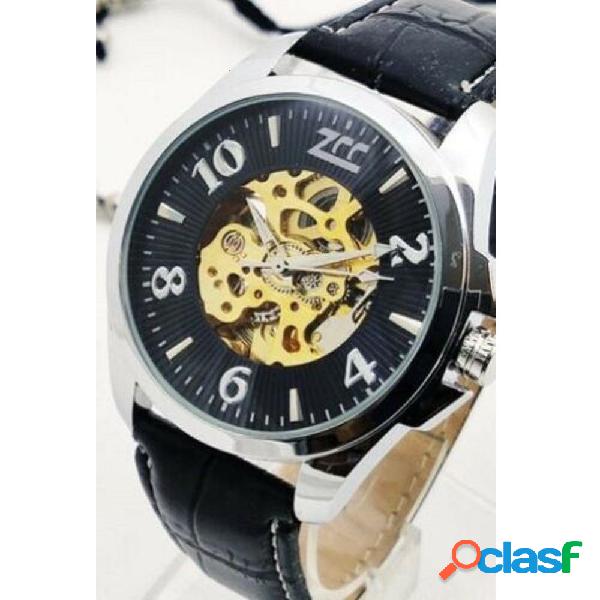 OROLOGIO POLSO ZCC UOMO ANALOGICO AUTOMATICO CINTURINO PELLE