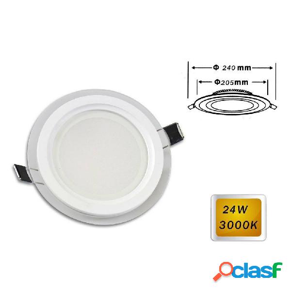 PANNELLO LED SLIM INCASSO BORDO VETRO TONDO 24 W LUCE 3000K