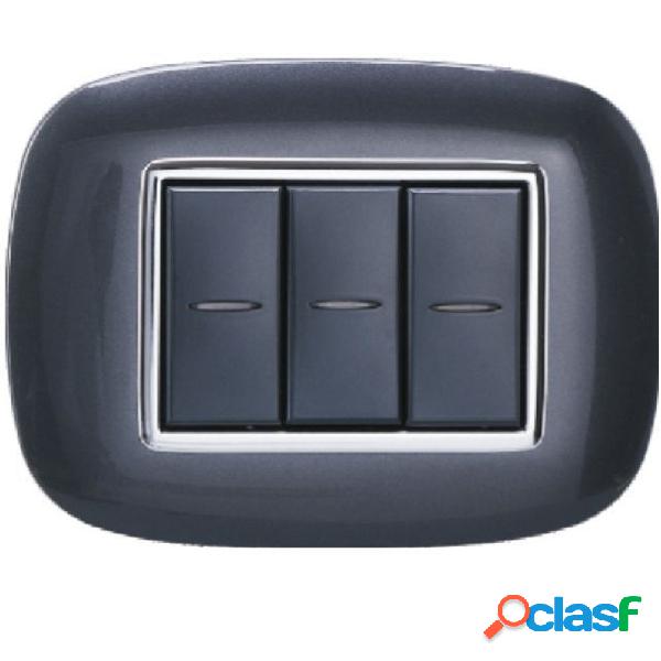 PLACCA OVAL 3 4 6 MODULI COLORE NERO COMPATIBILE CON BTICINO