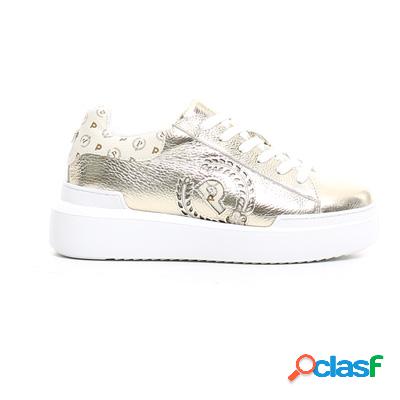 POLLINI HERITAGE Sneaker con platform - platino laminato