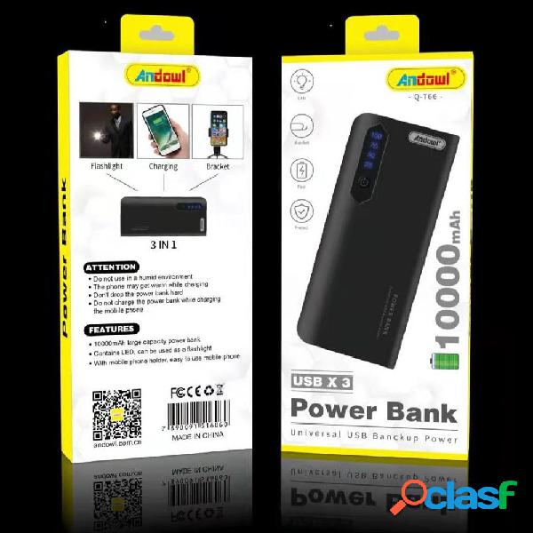 POWER BANK 3IN1 PORTATILE Q-T66 3 USB 10000MAH TORCIA LED