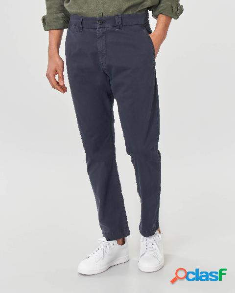 Pantalone chino blu in cotone stretch