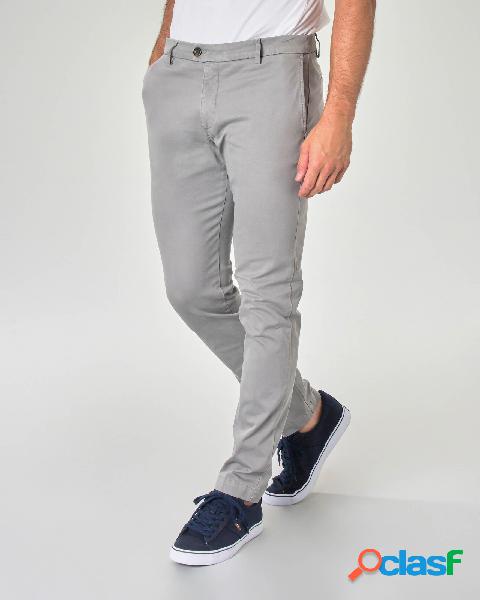 Pantalone chino grigio in tricotina di cotone stretch