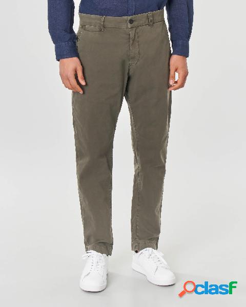 Pantalone chino marrone in cotone stretch